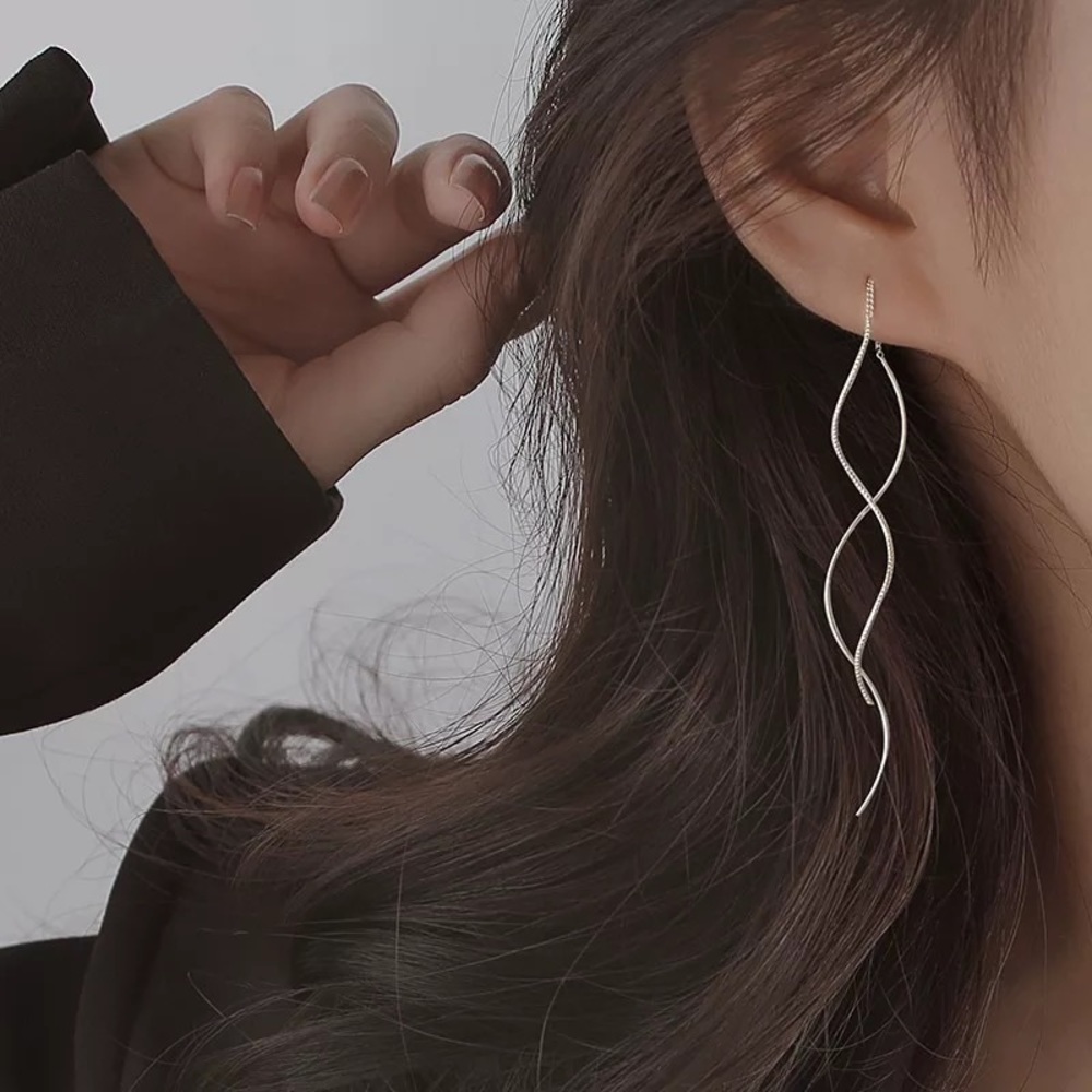 New Sterling Silver 925 Abstract Threader Earrings set